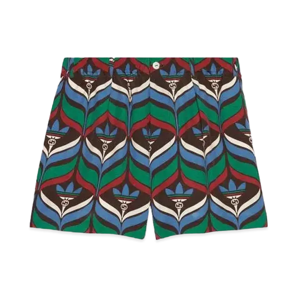 adidas x GUCCI Trefoil Print Shorts "Brown/Green"
