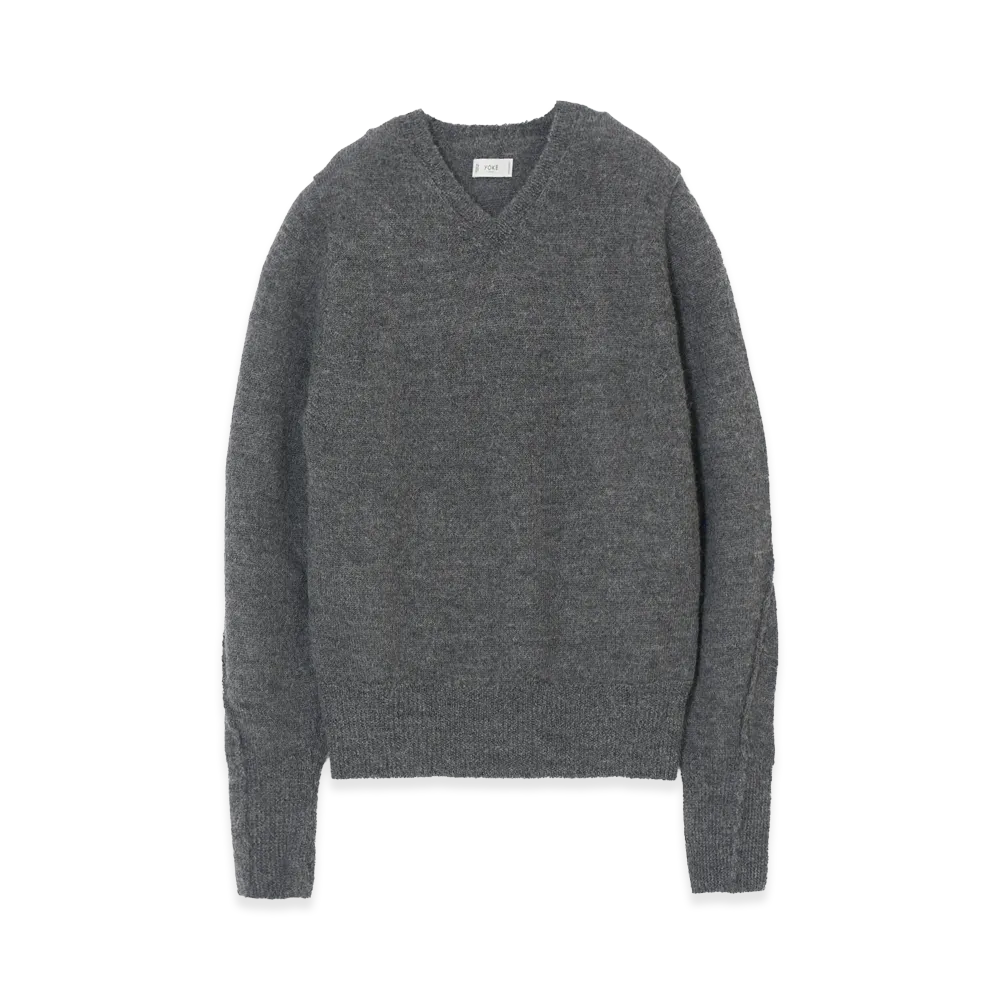 YOKE Baby Alpaca V-neck Sweater "M.Gray"