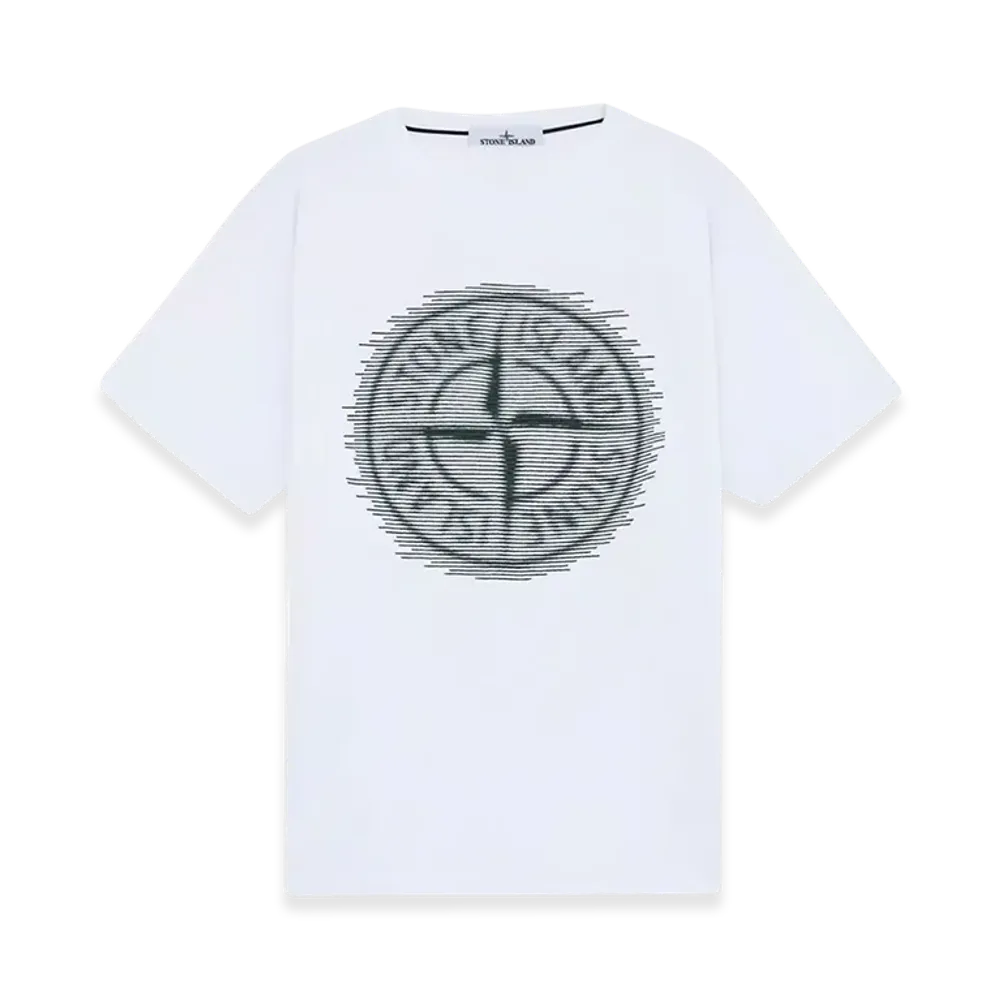 Stone Island 2RC87 24/2 Cotton Jersey T-Shirt with Optical Two Print - 24FW "White"