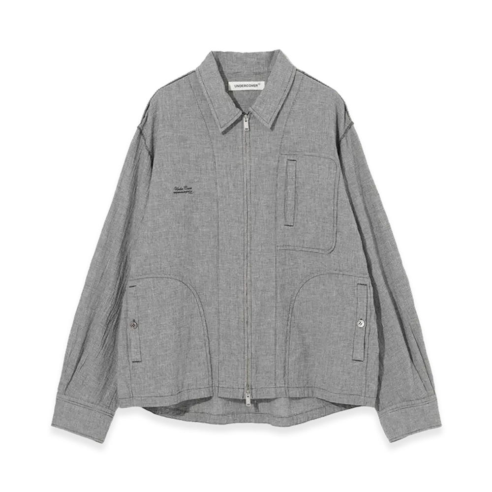 UNDERCOVER Linen Ramie Blend Cotton Jacket "White/Black"