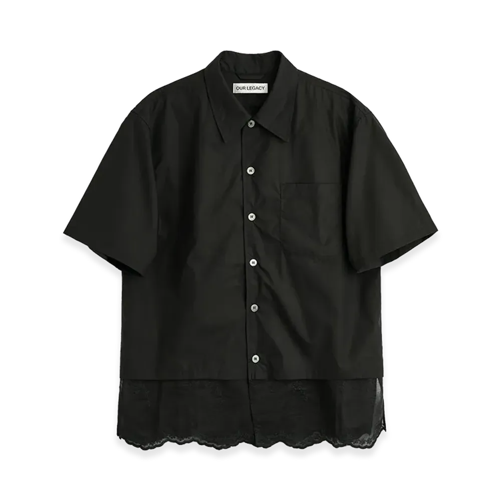 OUR LEGACY Every Shirt Shortsleeve "Void Black Fine Poplin"