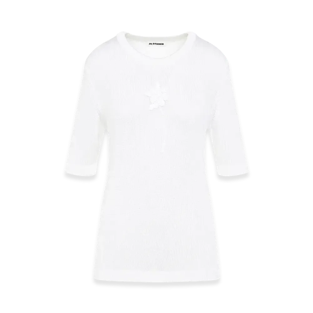 Jil Sander Women's Flower Crochet T-Shirt "White"