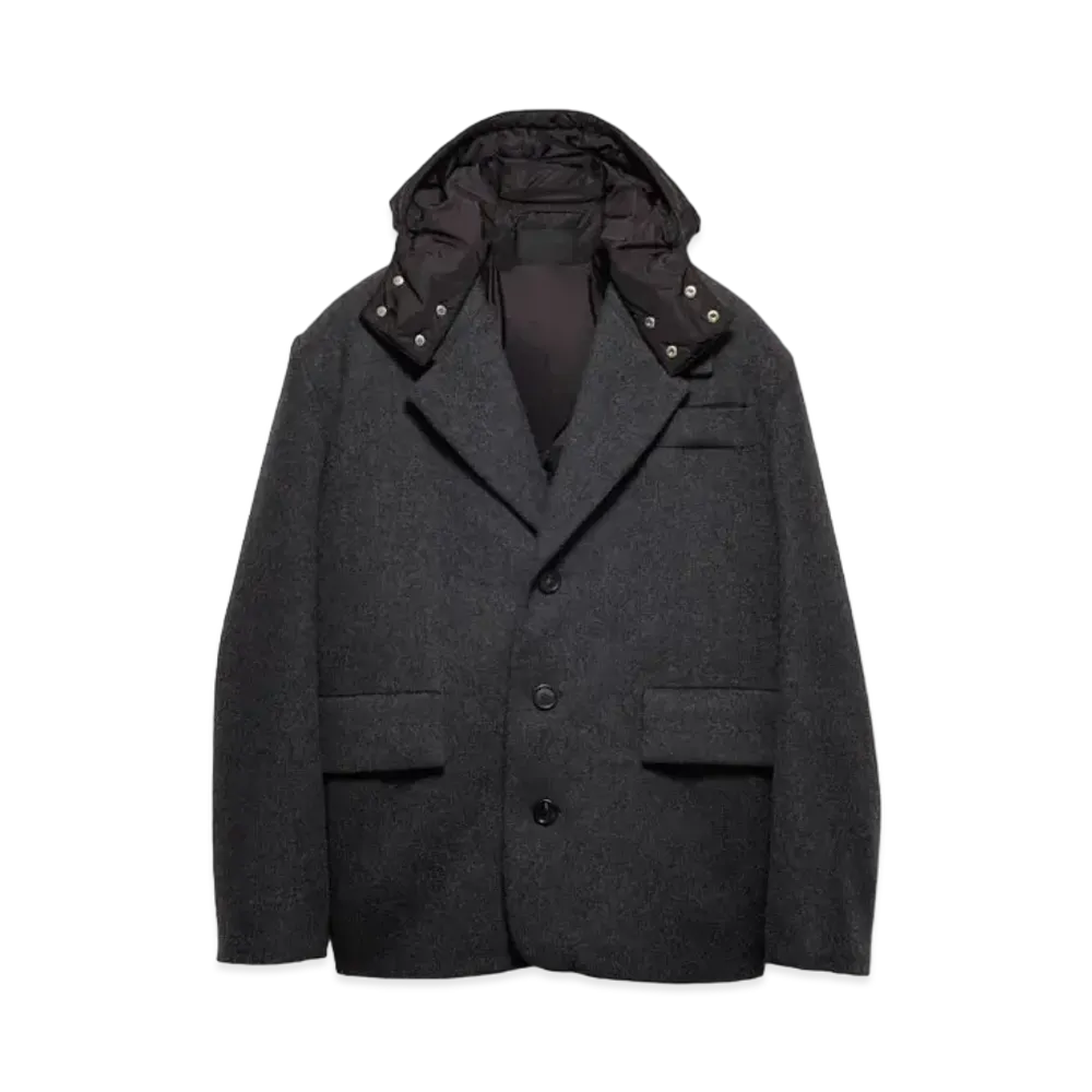 PRADA Men's Wool Down Jacket "Dark Gray"
