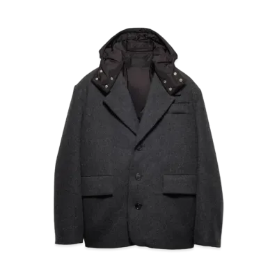 PRADA Men's Wool Down Jacket "Dark Gray"