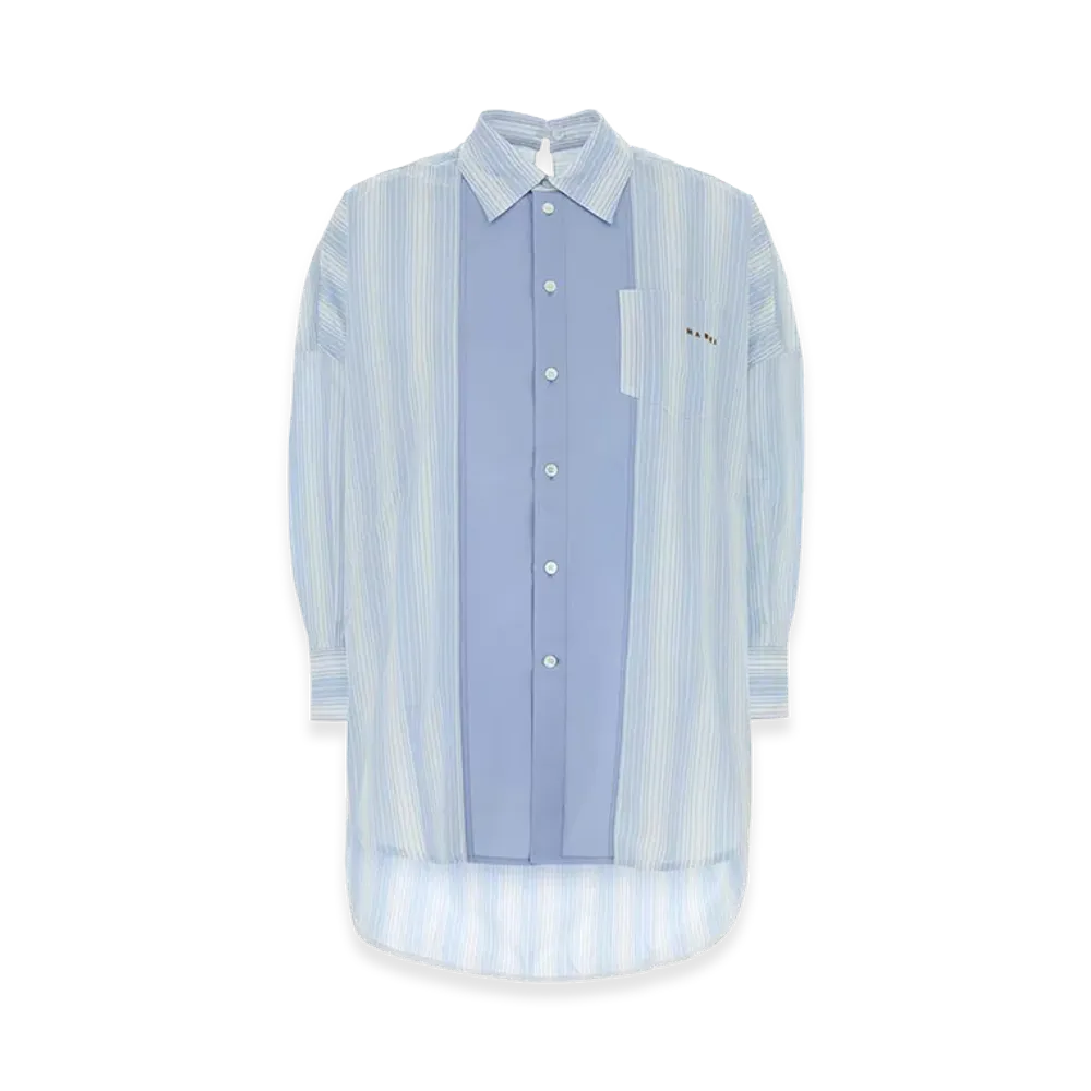 MARNI Women's Embroidered Cotton Oversize Shirt "Blue"