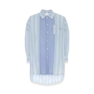 MARNI Women's Embroidered Cotton Oversize Shirt "Blue"