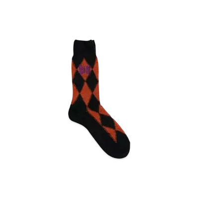 NEEDLES Merino Wool Argyle Pattern Socks "Orange" PU067