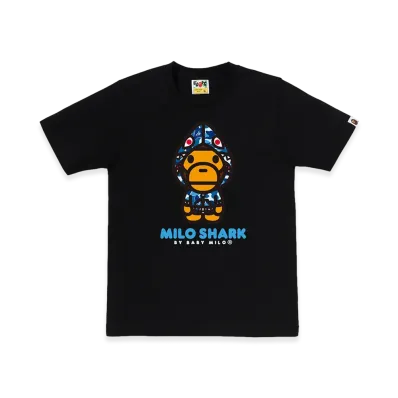 A BATHING APE Women's ABC Camo Milo Shark FZH Tee "Black/Blue"