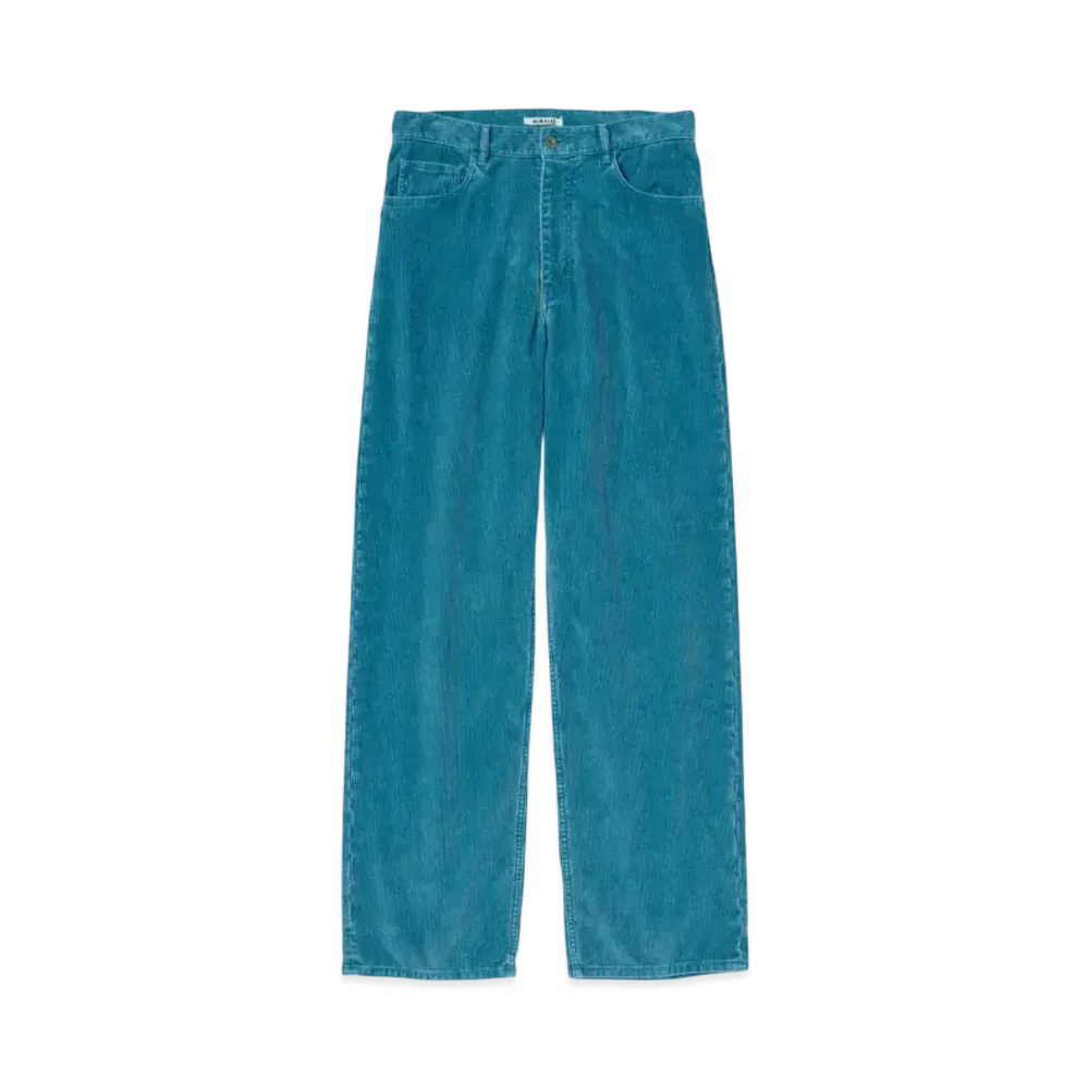 AURALEE Pigment Dye Finx Corduroy Wide 5P Pants "Deep Blue"