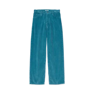 AURALEE Pigment Dye Finx Corduroy Wide 5P Pants "Deep Blue"