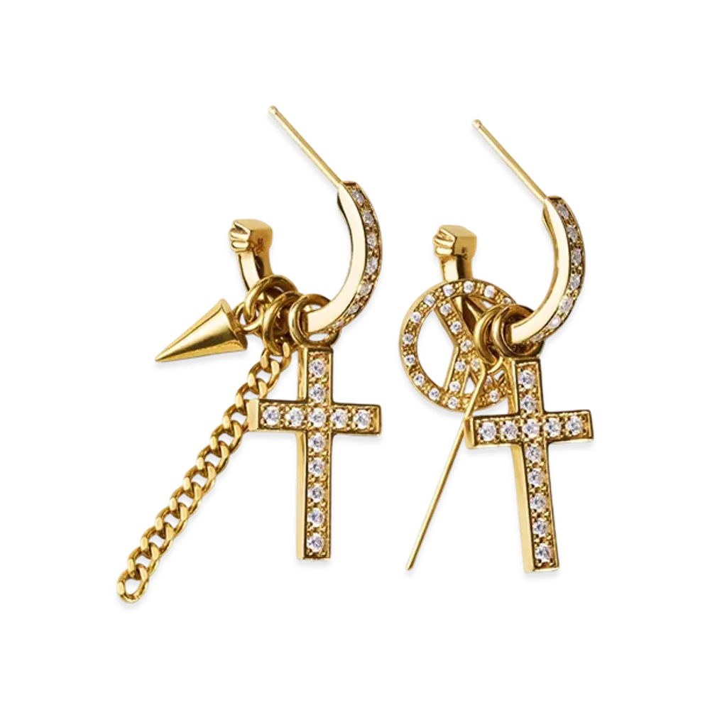 GOD ONLY KNOWS Cross Set Earrings "Gold"