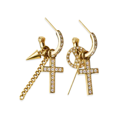 GOD ONLY KNOWS Cross Set Earrings "Gold"