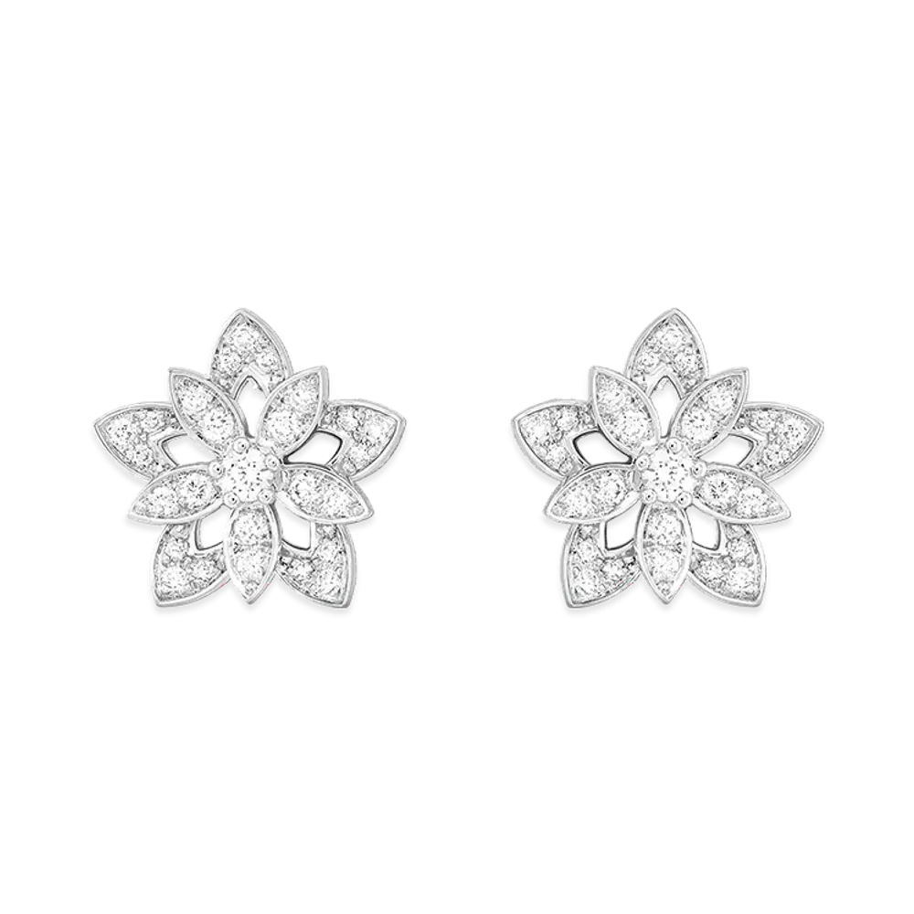 Van Cleef & Arpels Lotus earrings mini model "18K White gold/Diamond"