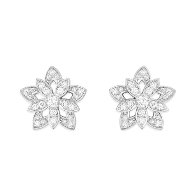 Van Cleef & Arpels Lotus earrings mini model "18K White gold/Diamond"