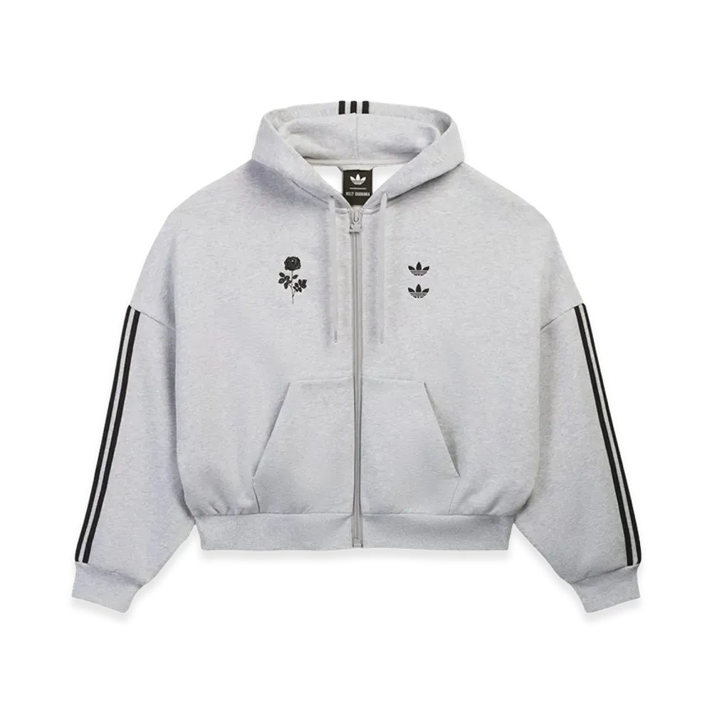 adidas x Willy Chavarria Full Zip Logo Hoodie "Light Grey Heather"