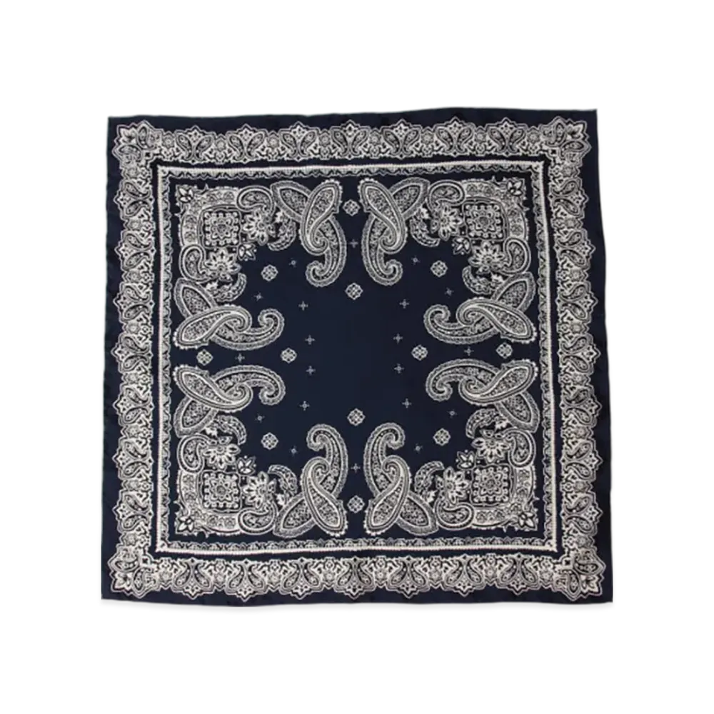 BEAMS Pocket Chief Silk Bandana "Navy"