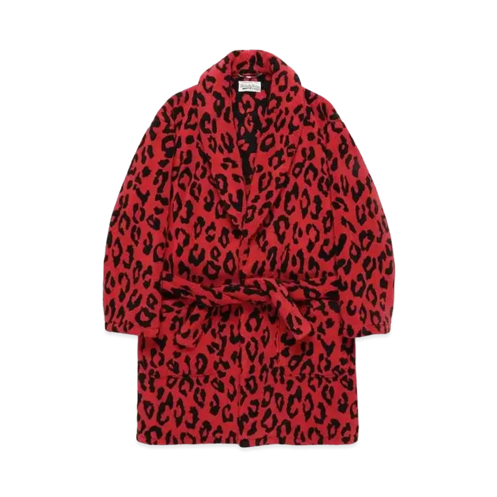 WACKO MARIA LEOPARD JACQUARD GOWN COAT "Red"