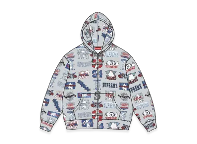 Supreme Flash Zip Up Hooded Sweatshirt "Ash Grey"
