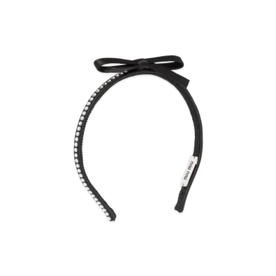 MIU MIU Silk Satin Headband "Black"