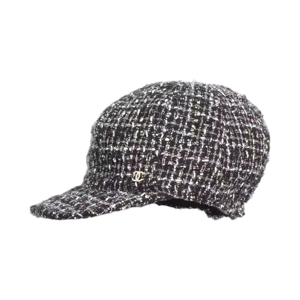 CHANEL Cap Wool & Cotton Tweed "Black/White/Gray"