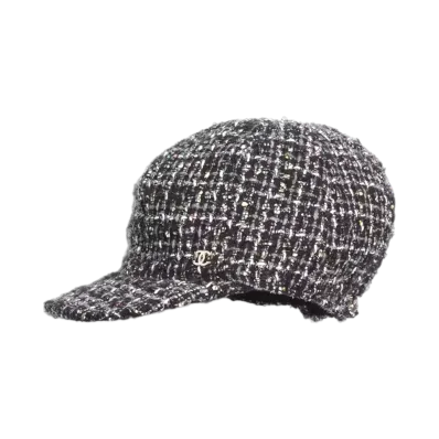 CHANEL Cap Wool & Cotton Tweed "Black/White/Gray"