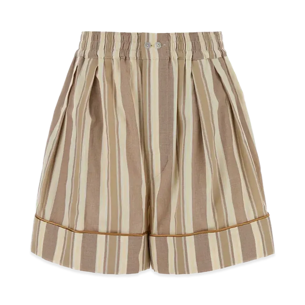 Saint Laurent Women's Embroidered Cotton Shorts "Beige"