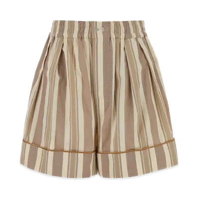 Saint Laurent Women's Embroidered Cotton Shorts "Beige"