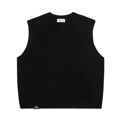 DISCOVERED DAMAGE COTTON V-NECK KNIT VEST "BLACK"