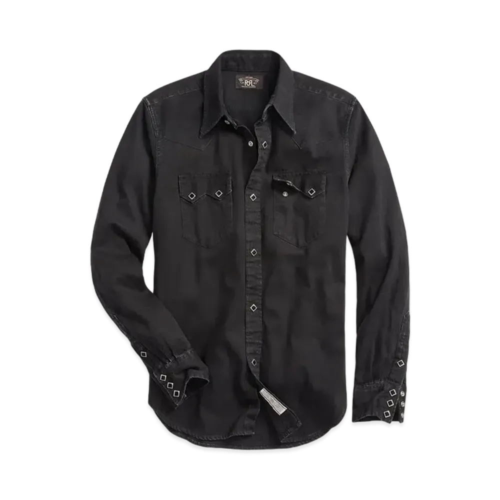 RRL Ralph Lauren Slim Fit Denim Western Shirt "Black"