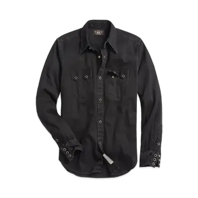 RRL Ralph Lauren Slim Fit Denim Western Shirt "Black"