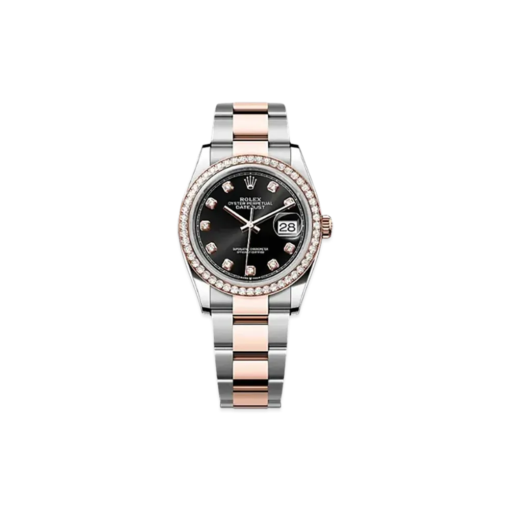ROLEX Datejust 36mm Oystersteel & Everose Gold Diamond 126281RBR "Bright Black"