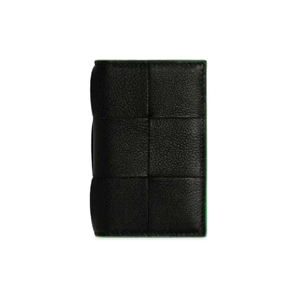 Bottega Veneta Flap Card Case "Black/Parakeet"