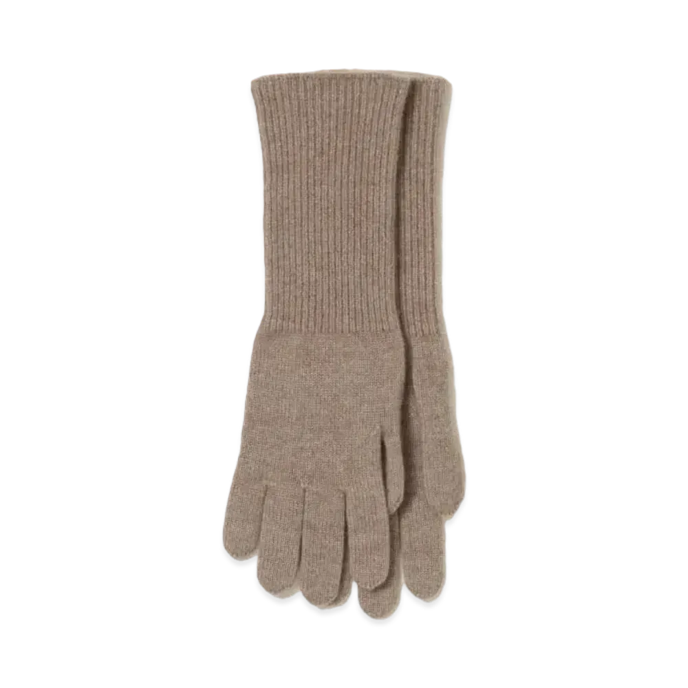 AURALEE Baby Cashmere Kniit Long Gloves "Natural Brown"