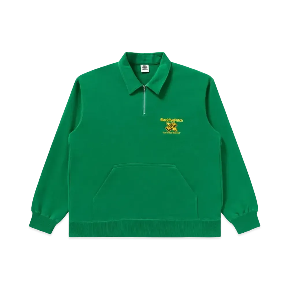 Blackeyepatch Dollar Band Half Zip Sweat "Green"
