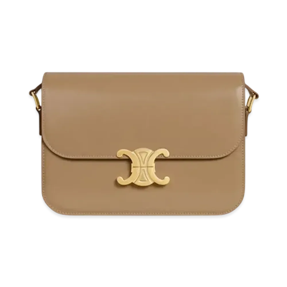 CELINE Classique Triomphe Bag in Shiny Calfskin "Smoked Brown"