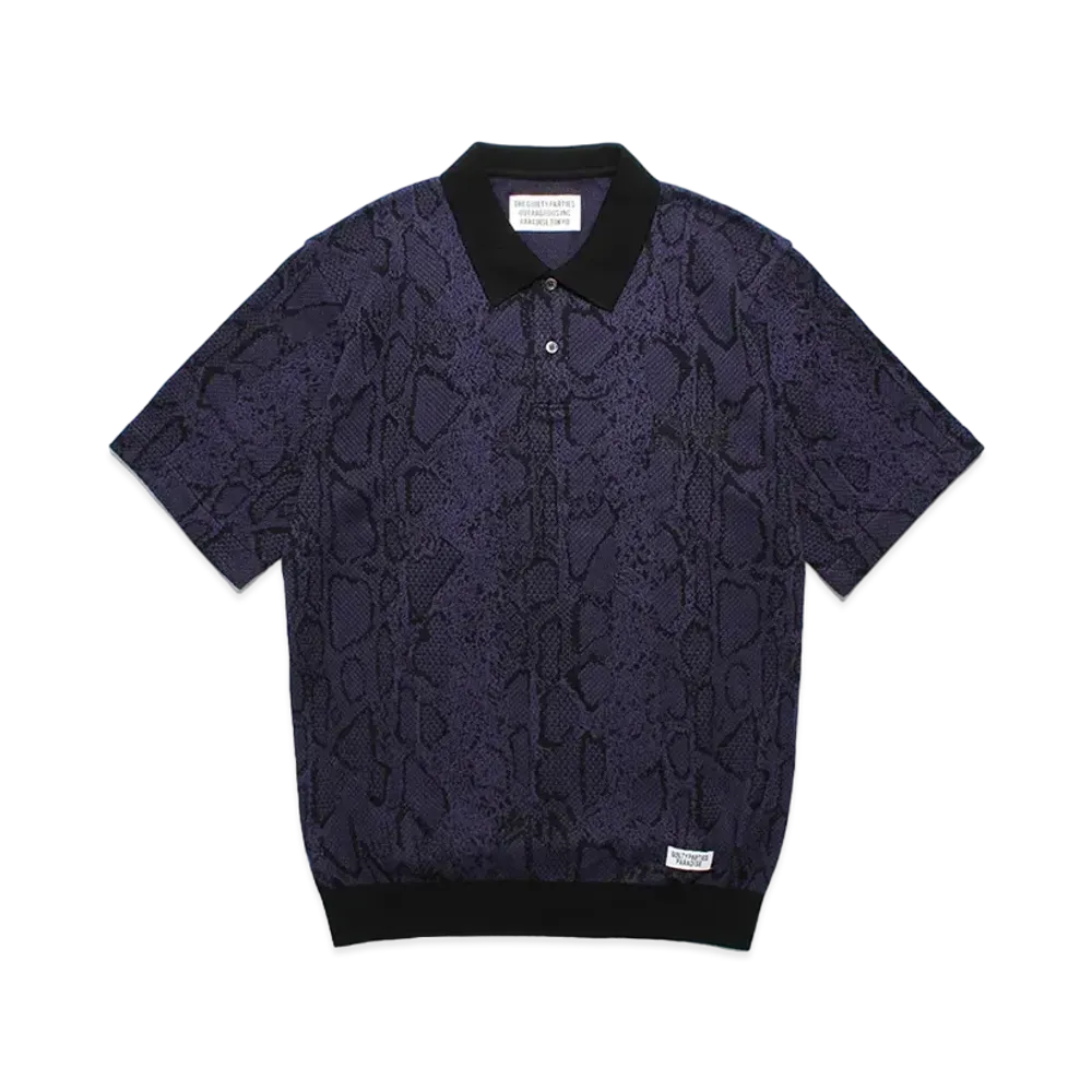 WACKO MARIA Python Jacquard Knit Polo Shirt "Purple"