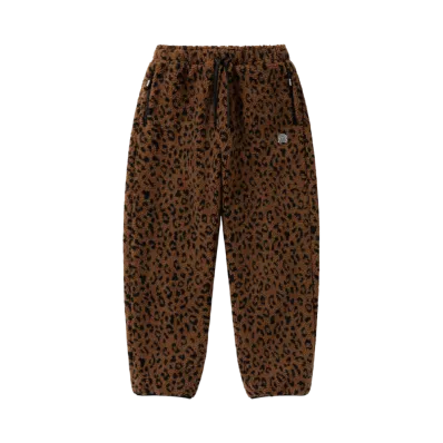 Blackeyepatch Og Label Leopard Boa Fleece Pants "Brown"