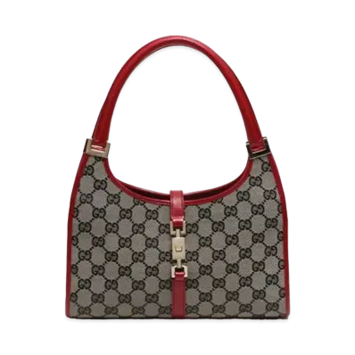 GUCCI Jackie Shoulder Bag GGcanvas "Beige/Red"
