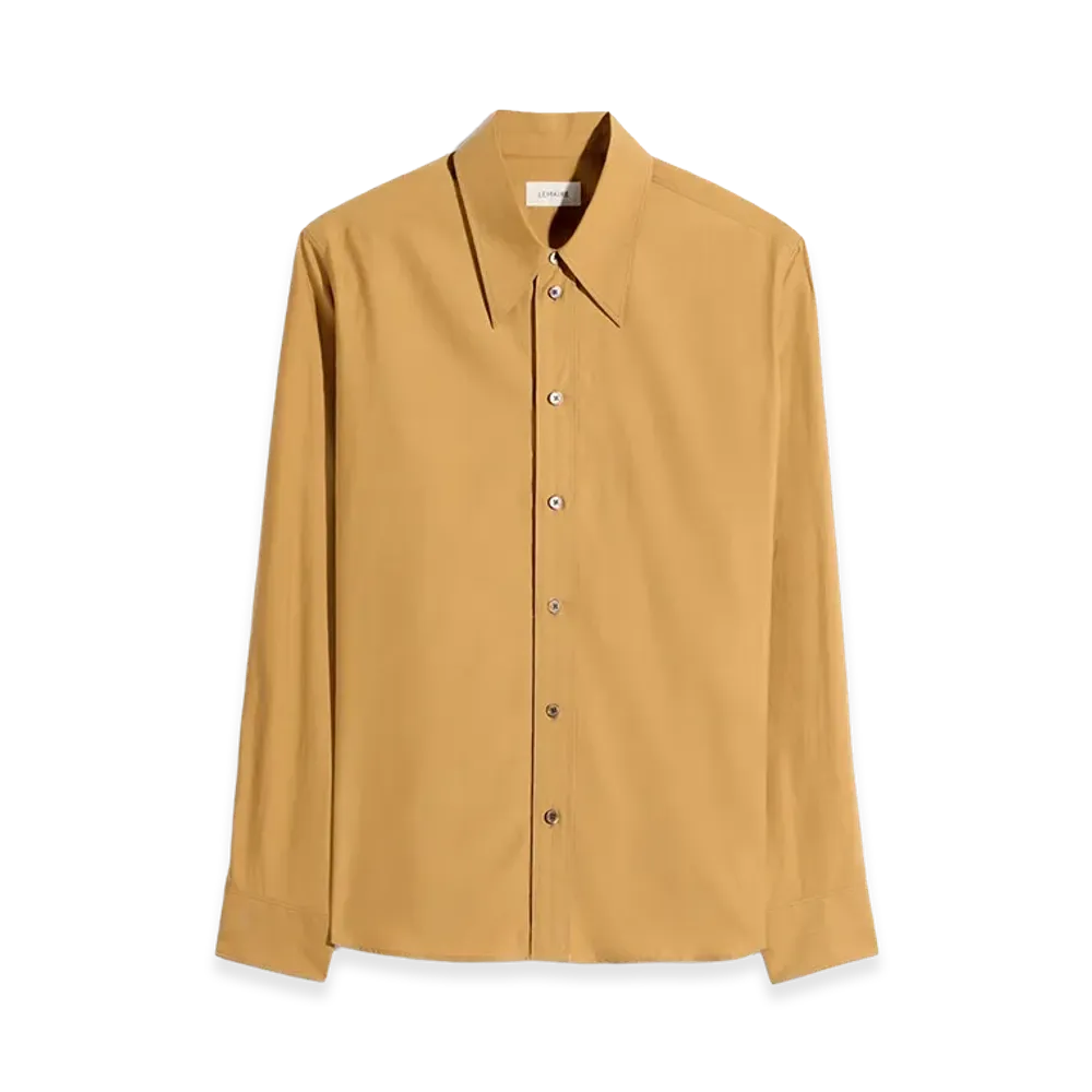 LEMAIRE Women's Washed Cotton Silk Pointed Collar Shirt "Cumin"