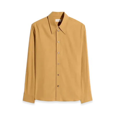 LEMAIRE Women's Washed Cotton Silk Pointed Collar Shirt "Cumin"