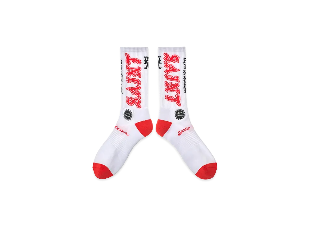 SAINT Mxxxxxx Socks Aint "White/Red"