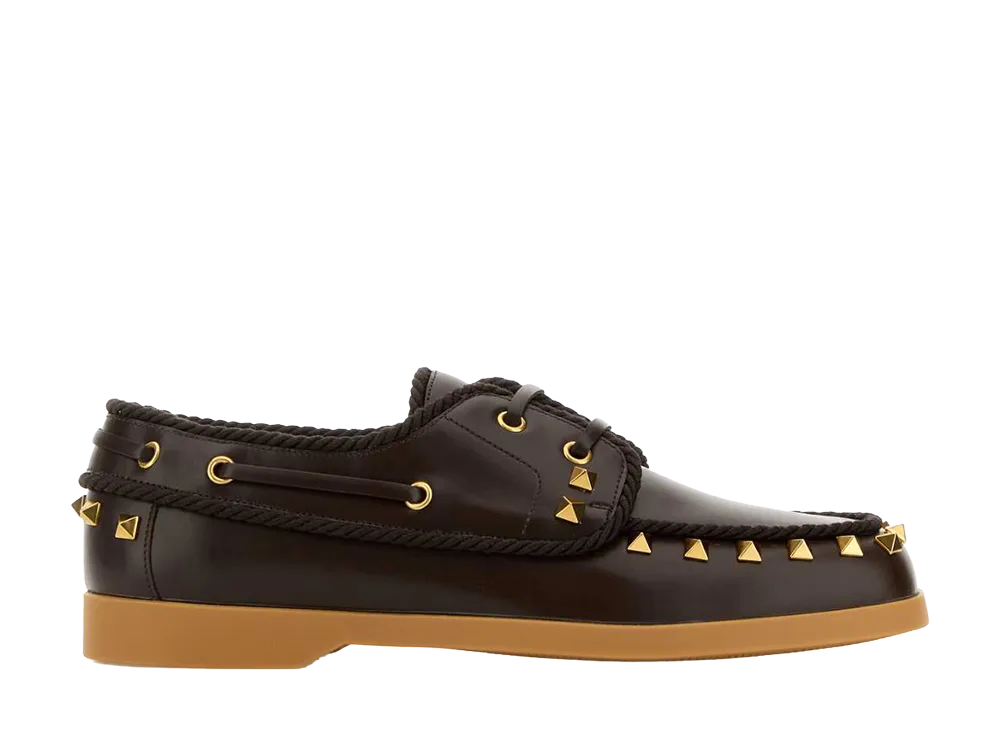 Valentino Garavani Women's Dark Brown Leather Loafers "Camel"
