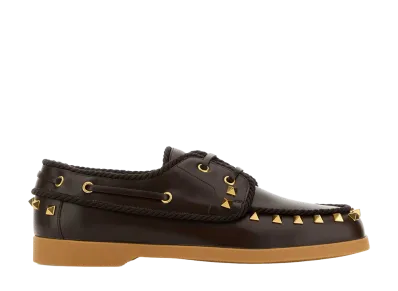 Valentino Garavani Women's Dark Brown Leather Loafers "Camel"