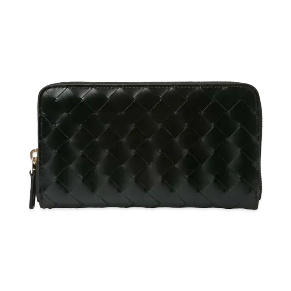 Bottega Veneta Intrecciato Calfskin Zip Around Wallet "Black"