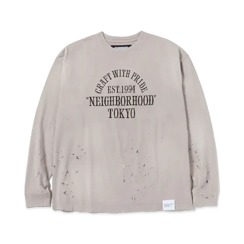NEIGHBORHOOD Damage Crewneck LS "Greige"