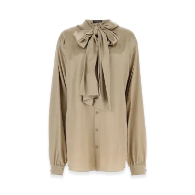 BALENCIAGA Women's Satin Oversize Shirt "Beige"