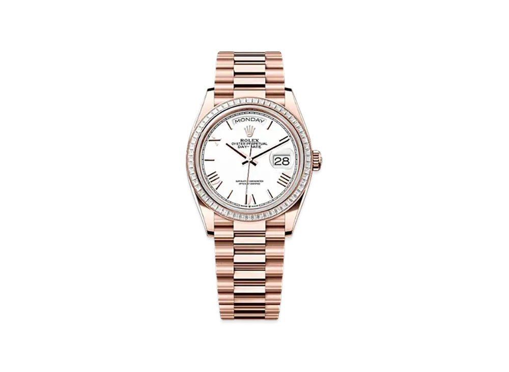 ROLEX Day-Date 36mm Everose Gold Diamond 128395TBR "White"