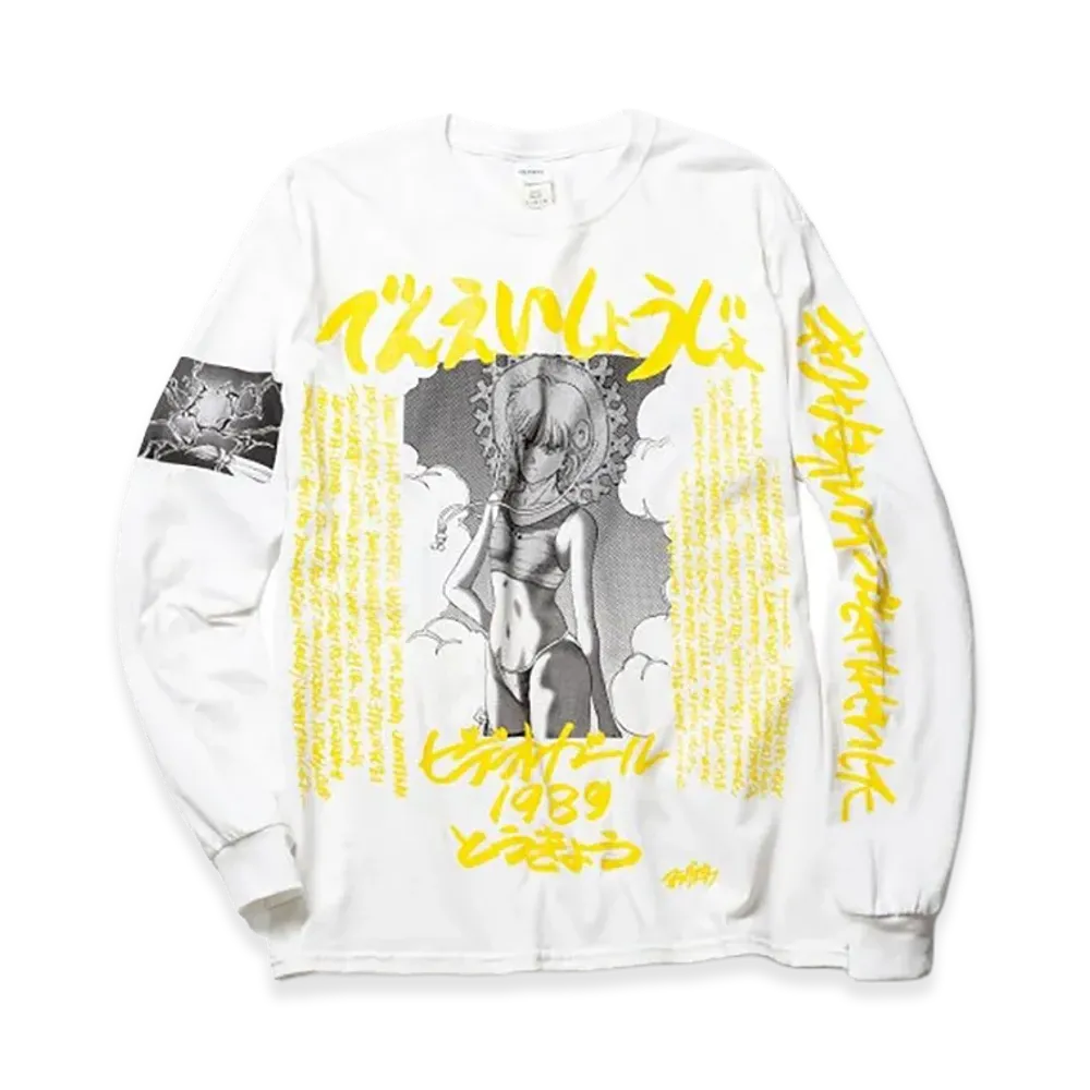 F-LAGSTUF-F x VIDEO GIRL "1989" L/S Tee "White/Yellow"