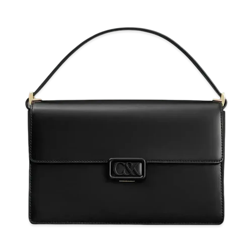 CHARLES & KEITH L'INITIAL Leather Shoulder Bag "Black"