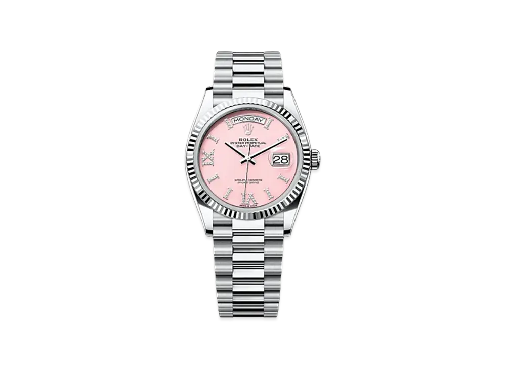 ROLEX Day-Date 36mm Platinum 128236 "Pink Opal"
